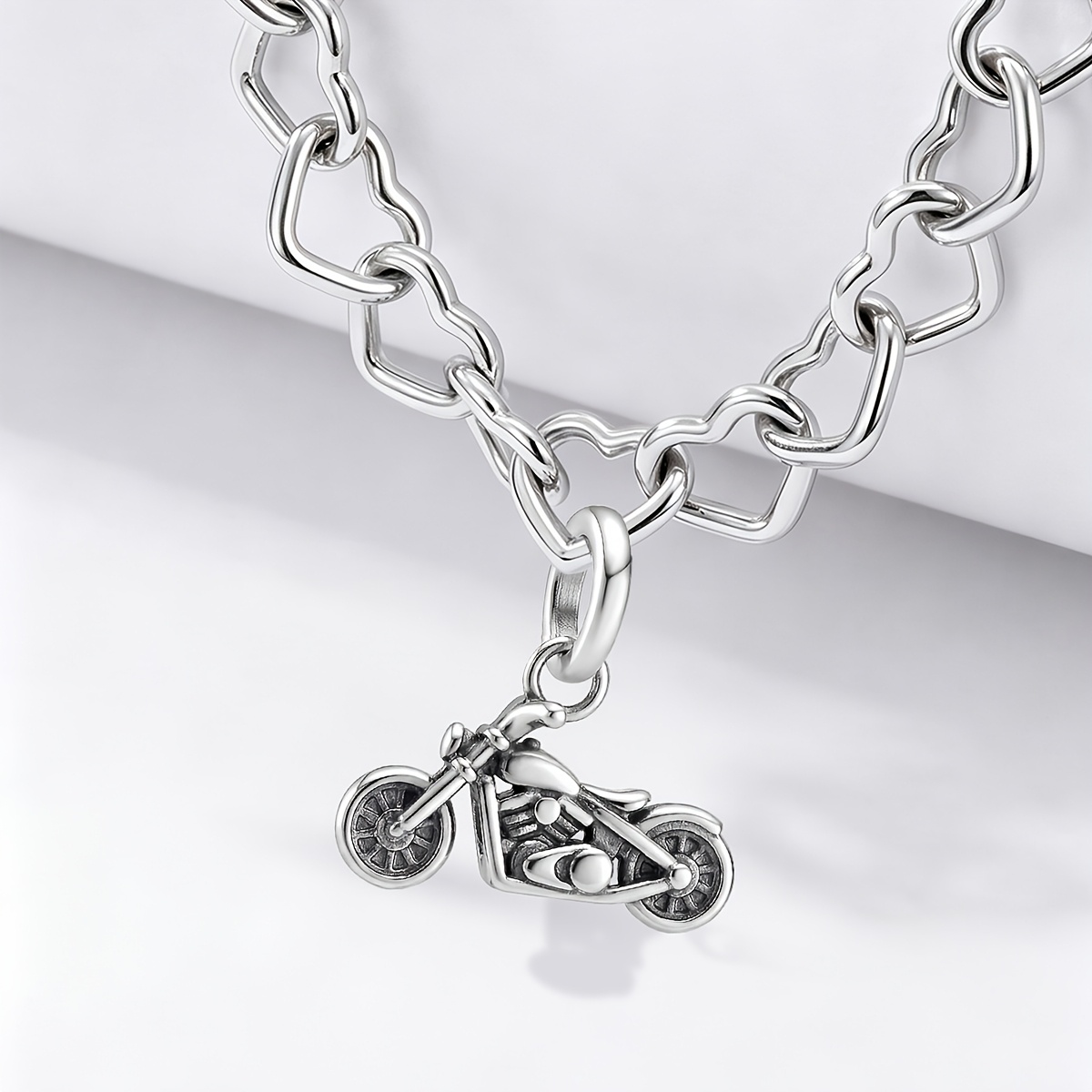 Motorcycle Vintage DIY Pendant Bracelet, 925 Silver Plated